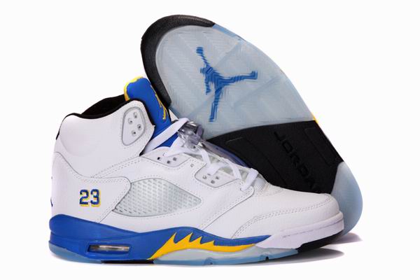 989-Air Jordan 5 Retro Laney High School White Royal Maize